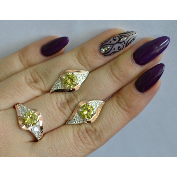 Серебряный набор с золотыми пластинами (145)