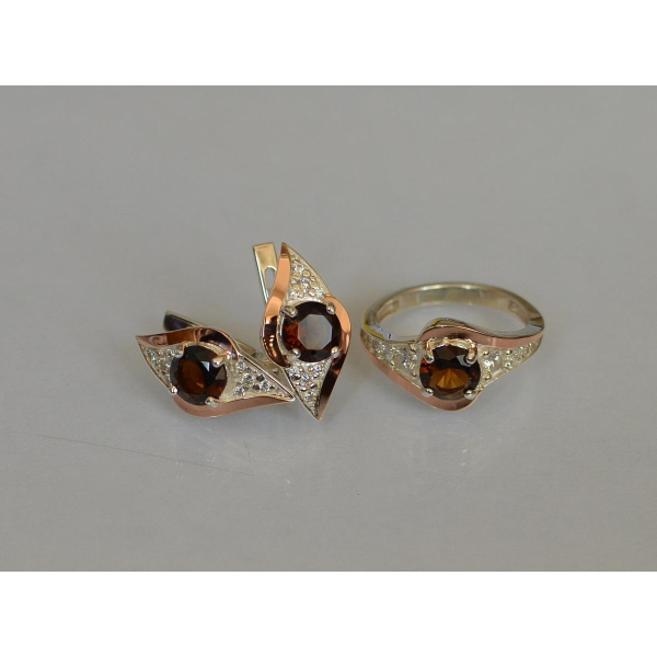 Серебряный набор с золотыми пластинами (145)