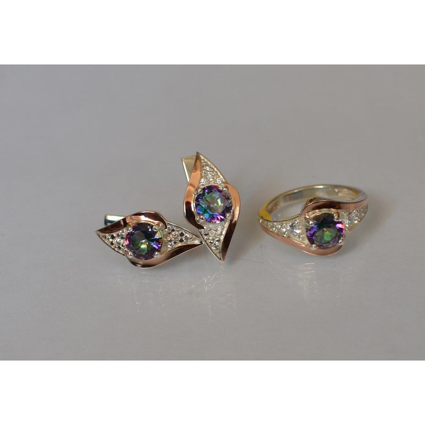 Серебряный набор с золотыми пластинами (145)