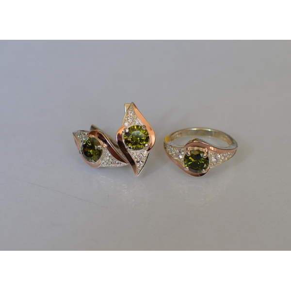 Серебряный набор с золотыми пластинами (145)