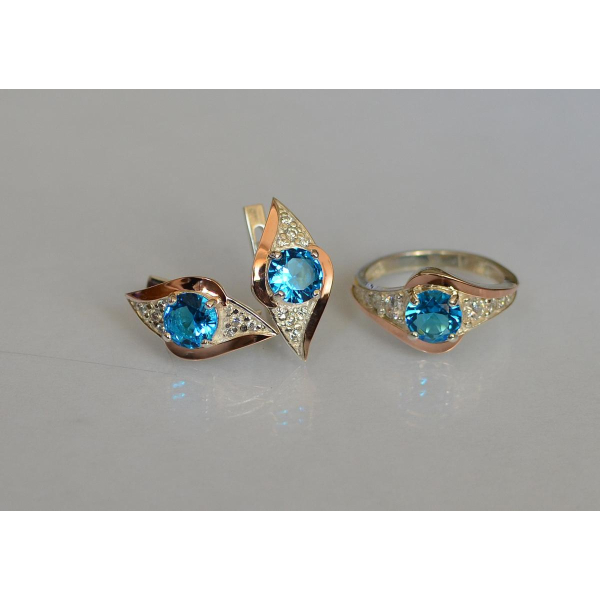 Серебряный набор с золотыми пластинами (145)