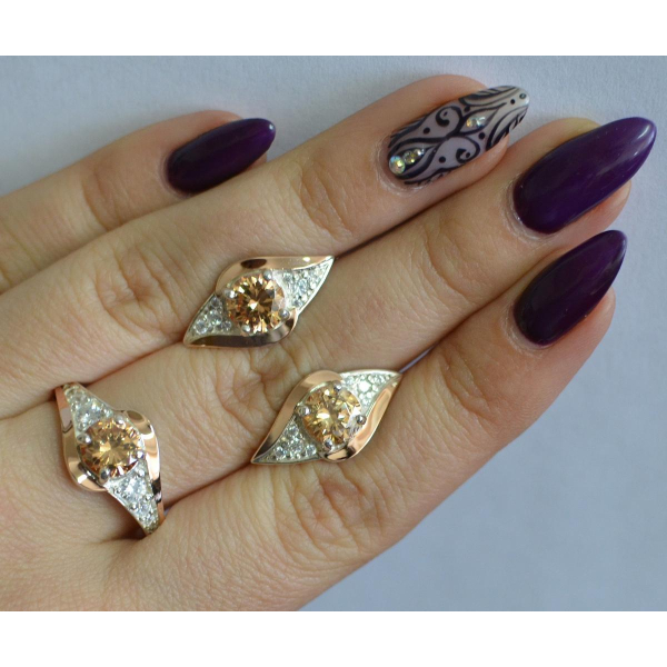 Серебряный набор с золотыми пластинами (145)