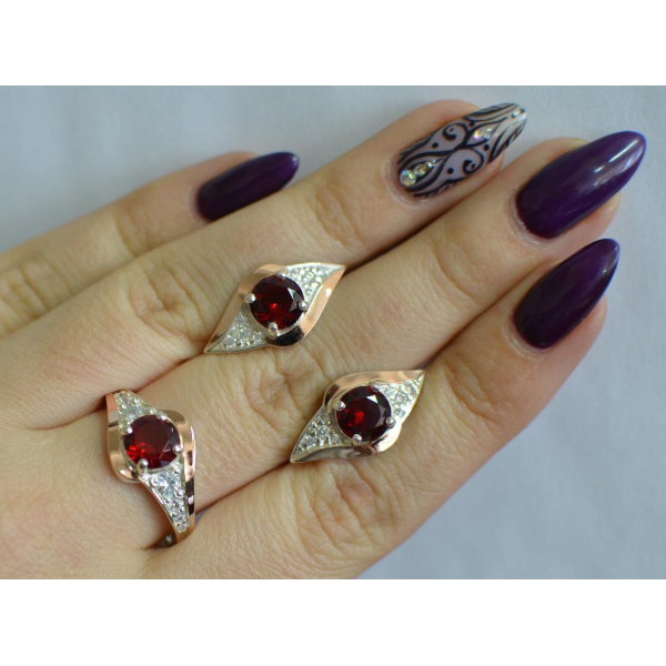 Серебряный набор с золотыми пластинами (145)