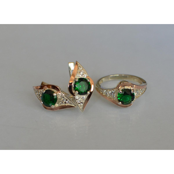 Серебряный набор с золотыми пластинами (145)