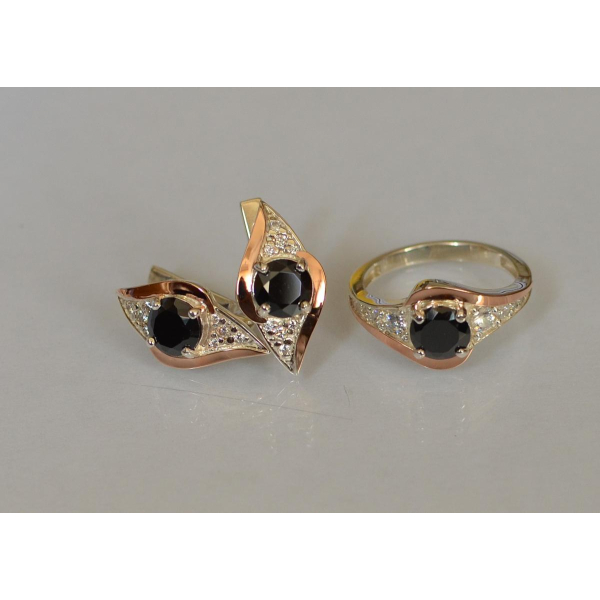 Серебряный набор с золотыми пластинами (145)