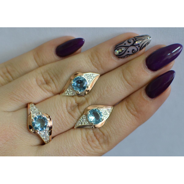 Серебряный набор с золотыми пластинами (145)