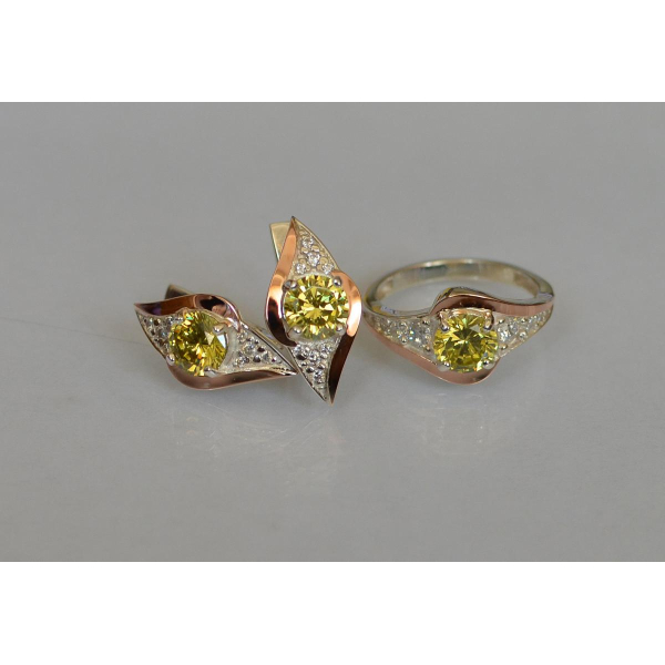 Серебряный набор с золотыми пластинами (145)