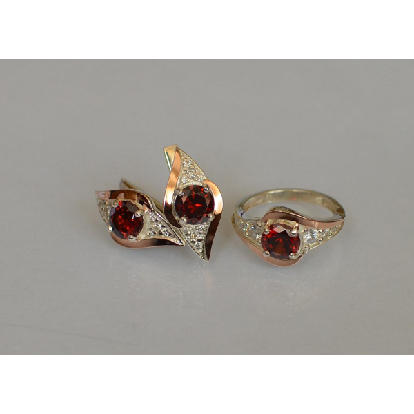 Серебряный набор с золотыми пластинами (145)