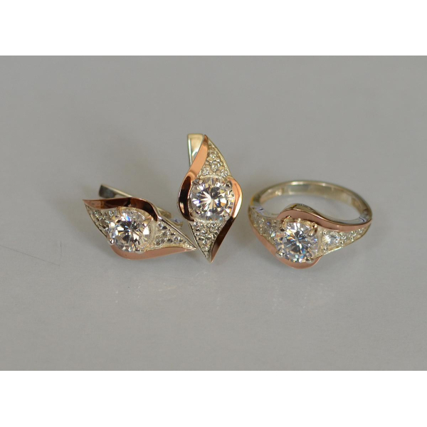 Серебряный набор с золотыми пластинами (145)