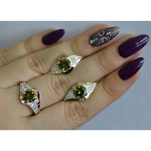 Серебряный набор с золотыми пластинами (145)