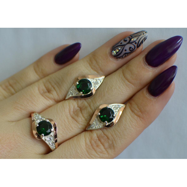 Серебряный набор с золотыми пластинами (145)