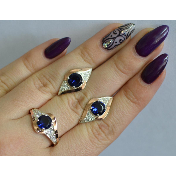 Серебряный набор с золотыми пластинами (145)