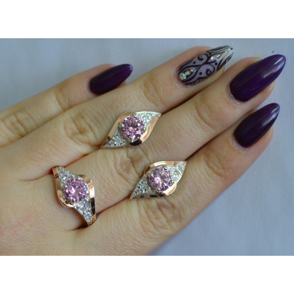 Серебряный набор с золотыми пластинами (145)