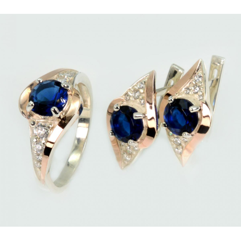 Серебряный набор с золотыми пластинами