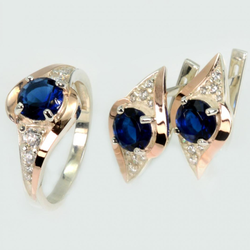 Серебряный набор с золотыми пластинами