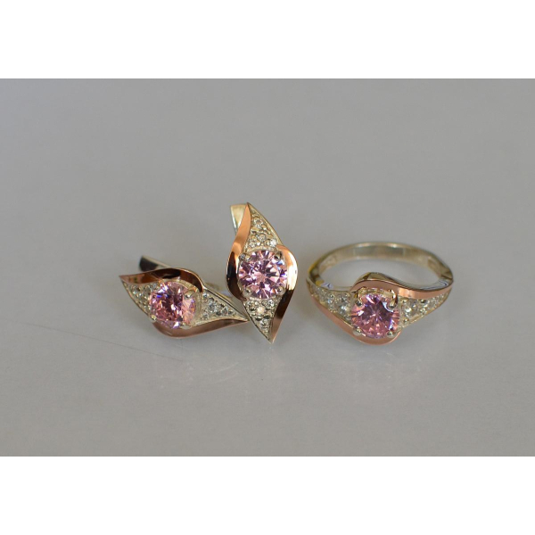 Серебряный набор с золотыми пластинами (145)