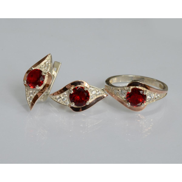 Серебряный набор с золотыми пластинами (145)