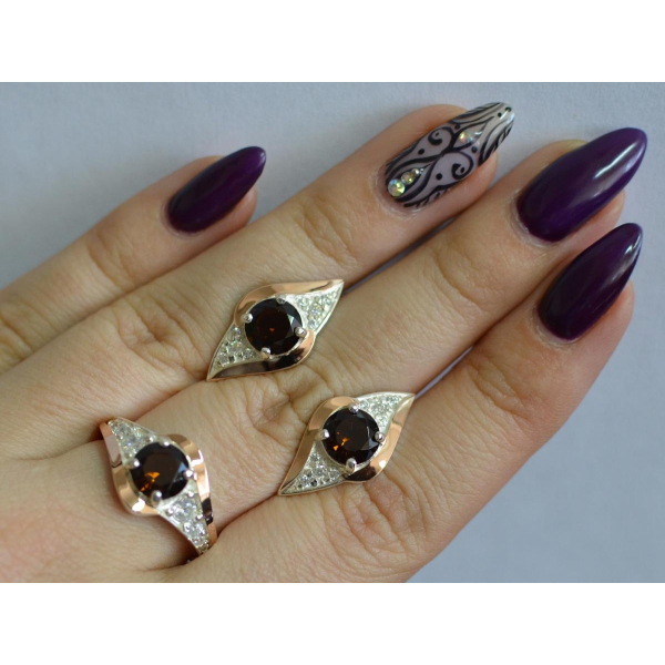 Серебряный набор с золотыми пластинами (145)