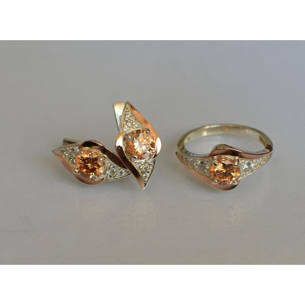 Серебряный набор с золотыми пластинами (145)