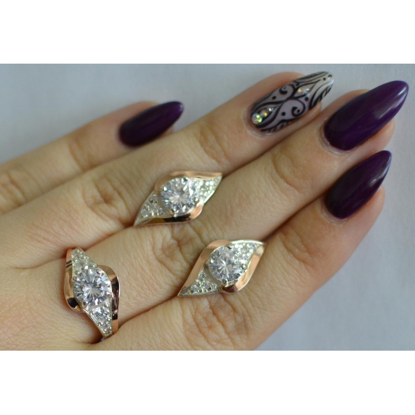 Серебряный набор с золотыми пластинами (145)