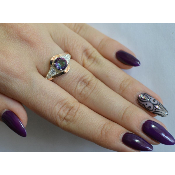 Серебряное кольцо с золотыми вставками (145к)