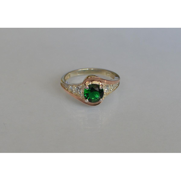 Серебряное кольцо с золотыми вставками (145к)