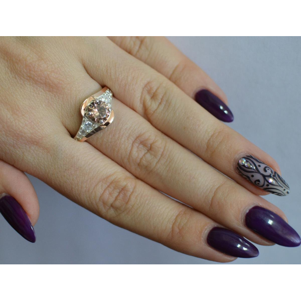 Серебряное кольцо с золотыми вставками (145к)