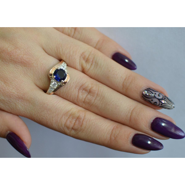 Серебряное кольцо с золотыми вставками (145к)