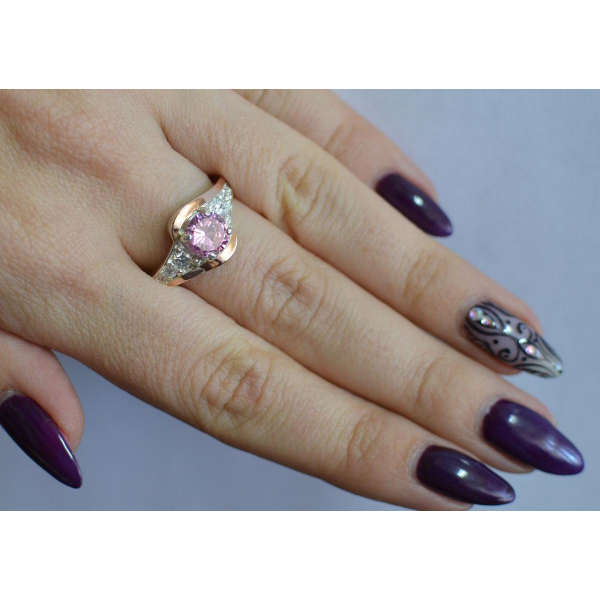 Серебряное кольцо с золотыми вставками (145к)