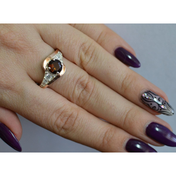 Серебряное кольцо с золотыми вставками (145к)