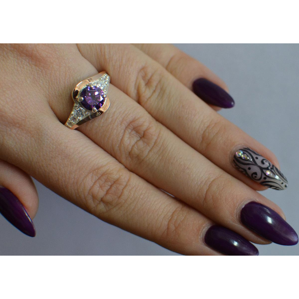 Серебряное кольцо с золотыми вставками (145к)