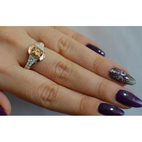 Серебряное кольцо с золотыми вставками (145к)