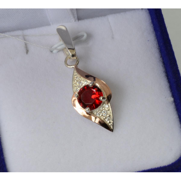 Серебряная подвеска с золотими вставками (145п)