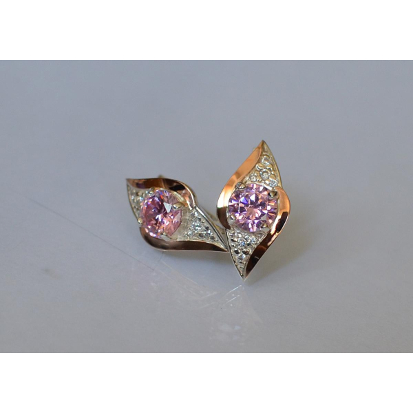 Серебряные серьги с золотыми вставками (145с)