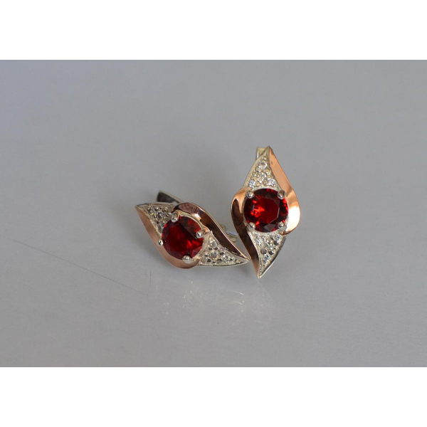 Серебряные серьги с золотыми вставками (145с)