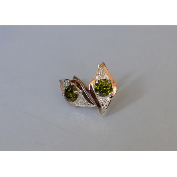 Серебряные серьги с золотыми вставками (145с)