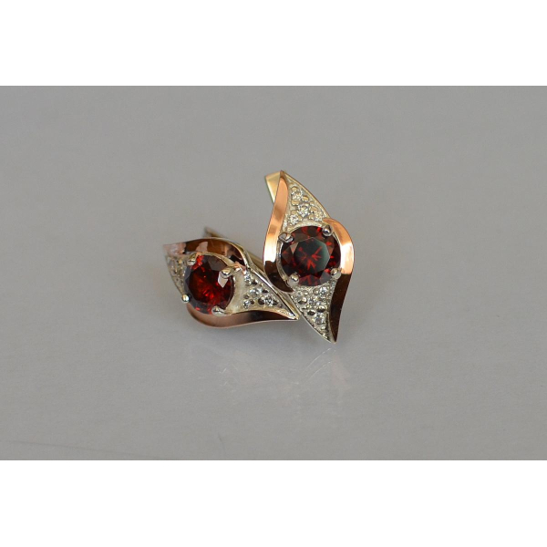 Серебряные серьги с золотыми вставками (145с)