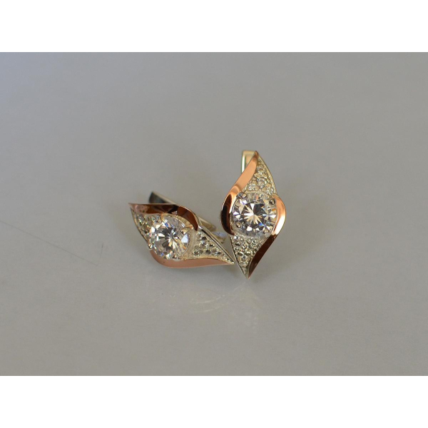 Серебряные серьги с золотыми вставками (145с)