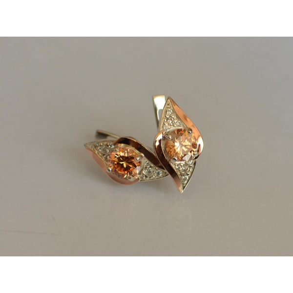 Серебряные серьги с золотыми вставками (145с)