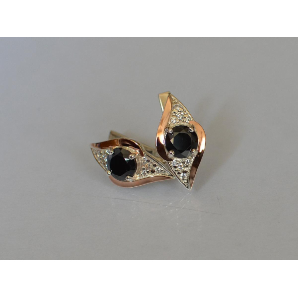 Серебряные серьги с золотыми вставками (145с)