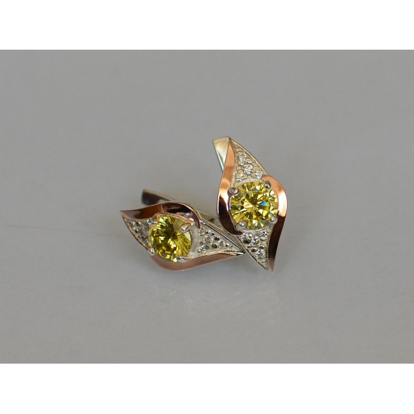 Серебряные серьги с золотыми вставками (145с)