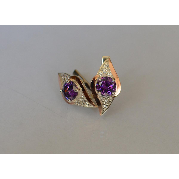 Серебряные серьги с золотыми вставками (145с)