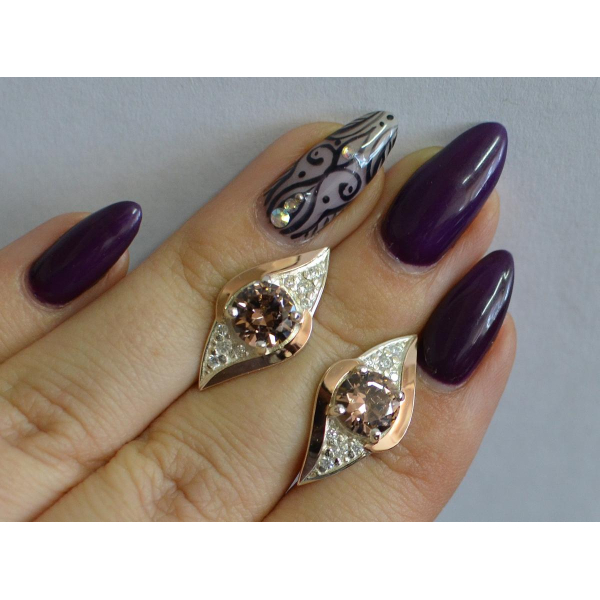 Серебряные серьги с золотыми вставками (145с)