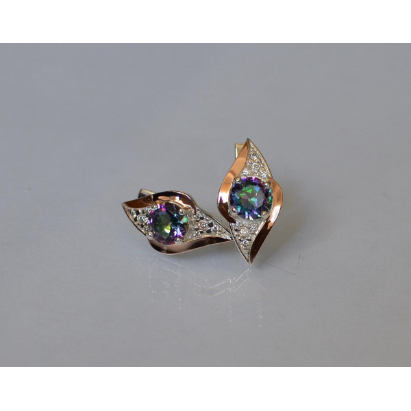 Серебряные серьги с золотыми вставками (145с)