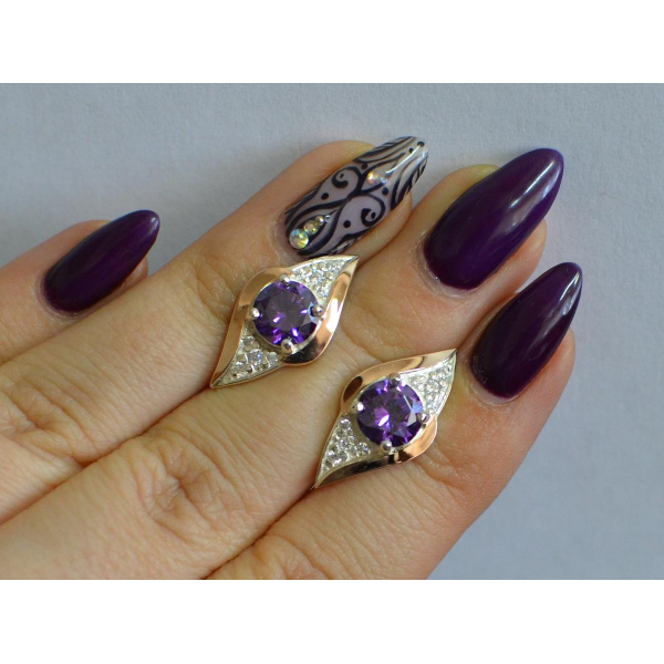 Серебряные серьги с золотыми вставками (145с)