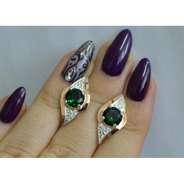 Серебряные серьги с золотыми вставками (145с)