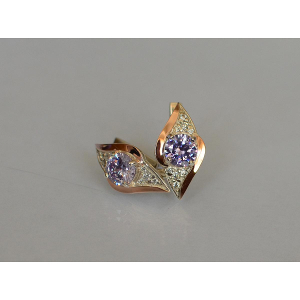 Серебряные серьги с золотыми вставками (145с)