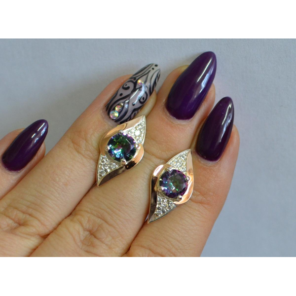 Серебряные серьги с золотыми вставками (145с)