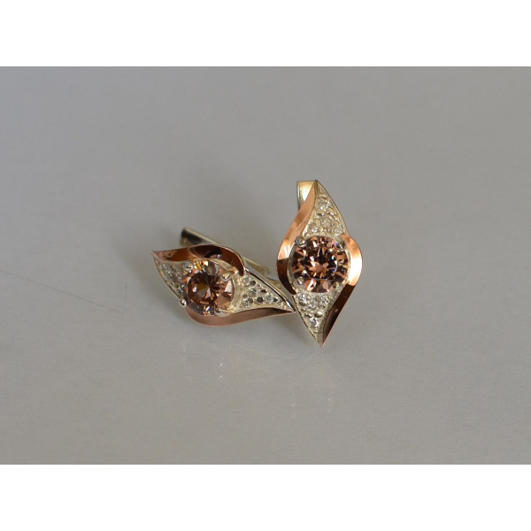 Серебряные серьги с золотыми вставками (145с)