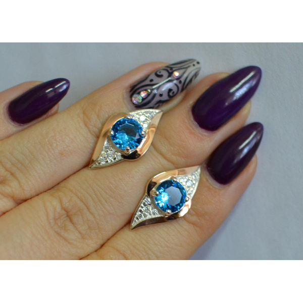 Серебряные серьги с золотыми вставками (145с)